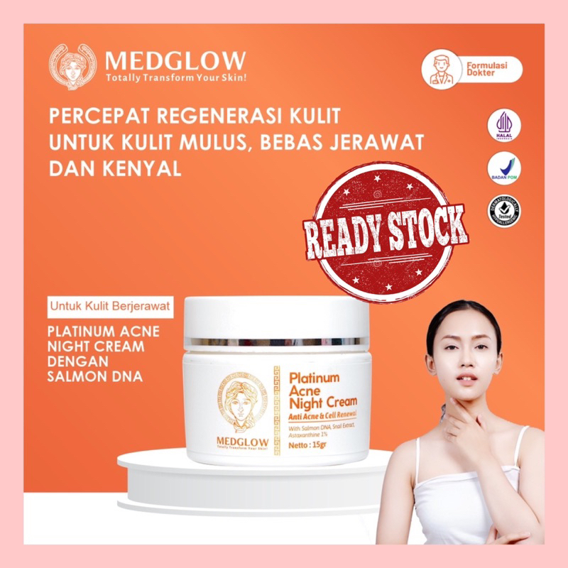 We Are Back Platinum Acne Salmon DNA Night Cream MEDGLOW CLINIC| Skincare Krim Malam Anti Jerawat Be