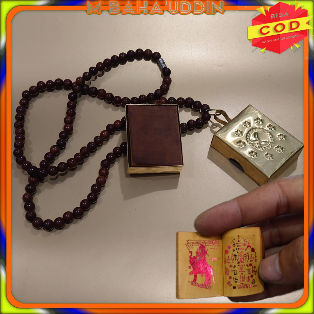 Andarun jawa tinta merah wadah bandul kuningan+kalung kaoka