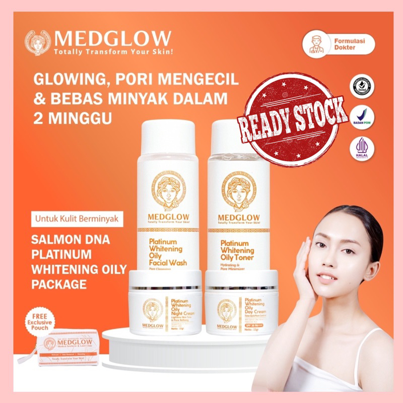 We Are Back Platinum Brightening Oily Salmon DNA Package + Bonus Tas Kulit MEDGLOW CLINIC | Paket Sk