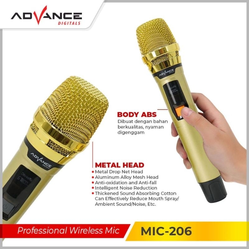 ADVANCE Microphone Mic Advance 206 Double Mic Wireless