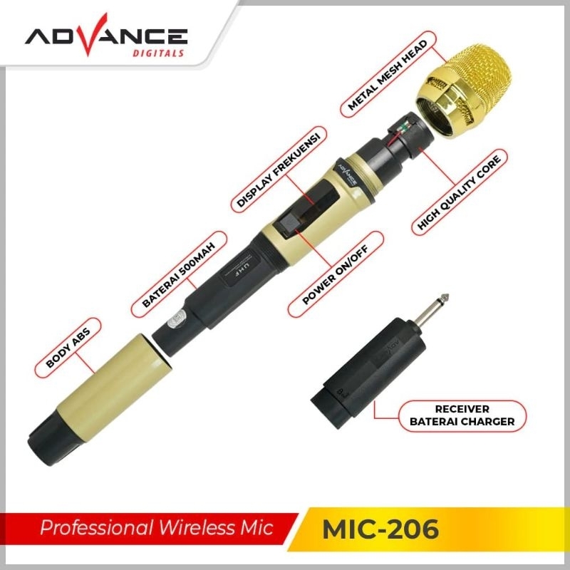 ADVANCE Microphone Mic Advance 206 Double Mic Wireless