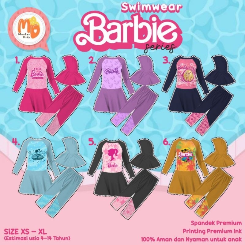 Baju Renang anak gambar Barbie