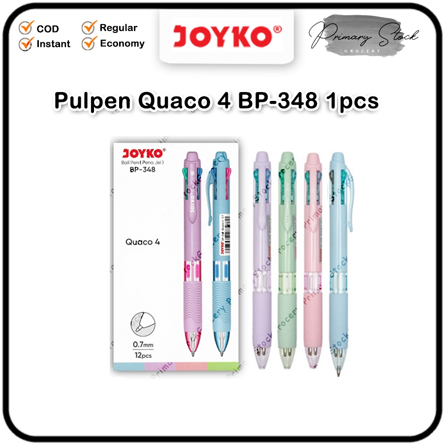 

Pulpen 4 Warna Ballpoint Cetek Joyko BP-348 QUACO Pastel Pena Warna Warni 0.7 MM