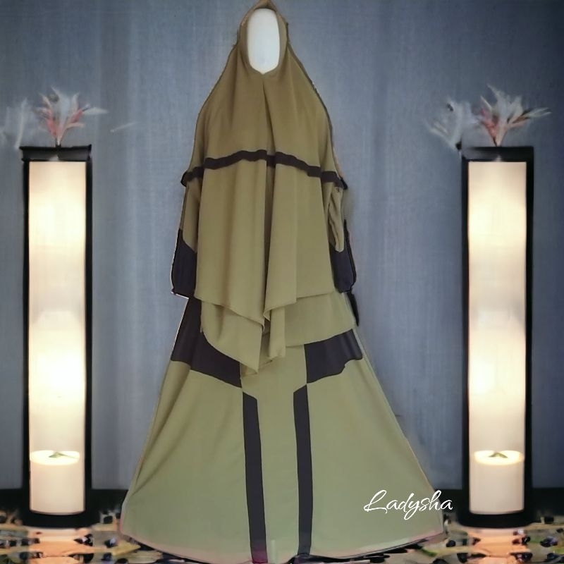Set Gamis syar’i ceruty premium syari set khimar jubah army Hoodie