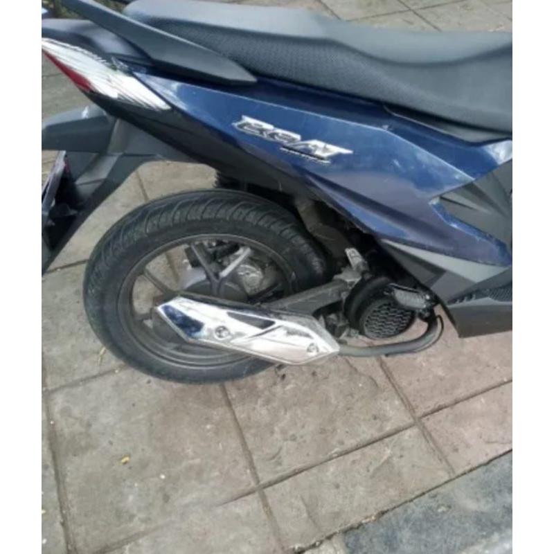 Cover Tutup Knalpot Honda Beat Chrome Bahan Besi Anti Pecah ( Stainless ) Tutup Knalpot Beat Karbu