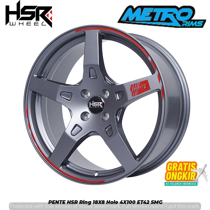 VELG RACING RING 18 LUBANG 4 PCD 4X100 HSR PENTE UNTUK MOBIL MINI COOPER