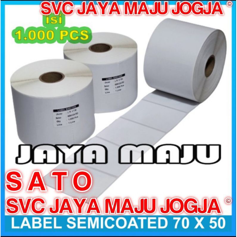 

[ SATO ] 70 X 50 - 1 LINE SEMICOATED - FACE IN - ISI 1.000 PCS || CORE 1" || LABEL BARCODE THERMAL TRANSFER PAKAI RIBBON - KERTAS STICKER E-TICKET FARMASI RESEP OBAT APOTEK || 70X50 - CG408TT CG408 TT CG 408TT CG 408 TT CX400 - ISI 1000