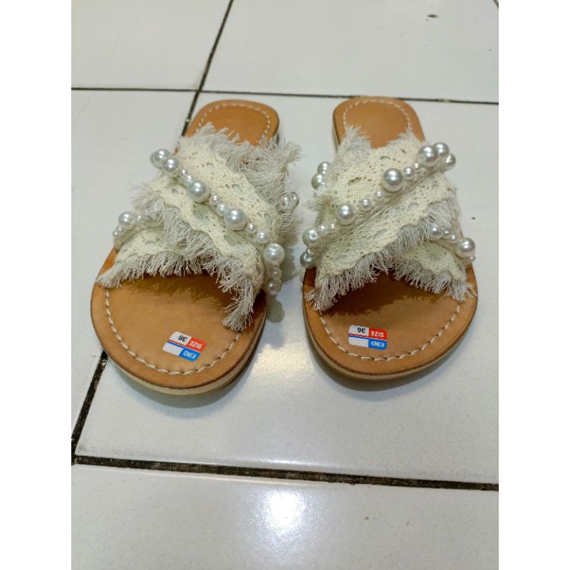 sandal silang/Sandal kulit/Sandal bali/Sandal boho/Sandal manik/Sandal flat