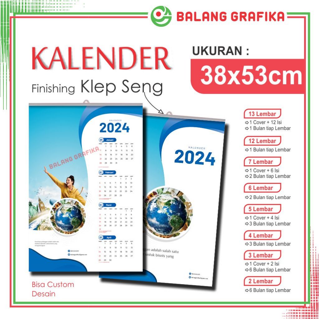 

Kalender Dinding Custom Kelender Perusahaan Kampus Sekolah Pesantren Hijriyah dan Masehi 38x53cm Klep Seng