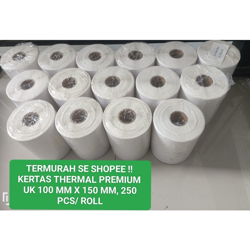 

GROSIR MURAH LABEL STICKER THERMAL 100 MM X 150 MM UKURAN A6 ISI 250 PCS/ROLL