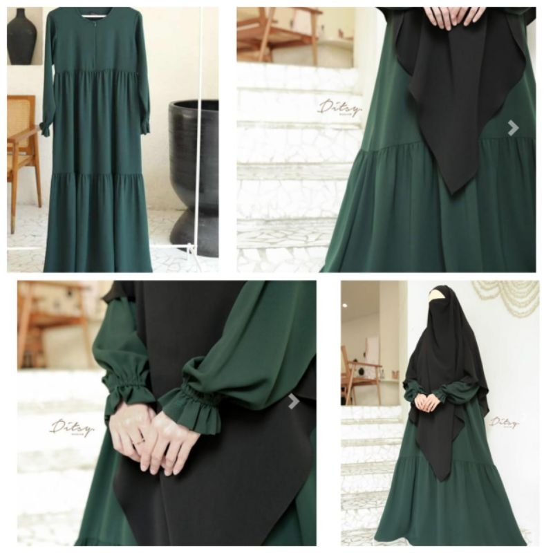 Ditsy moslem Lelia Dark Emerald