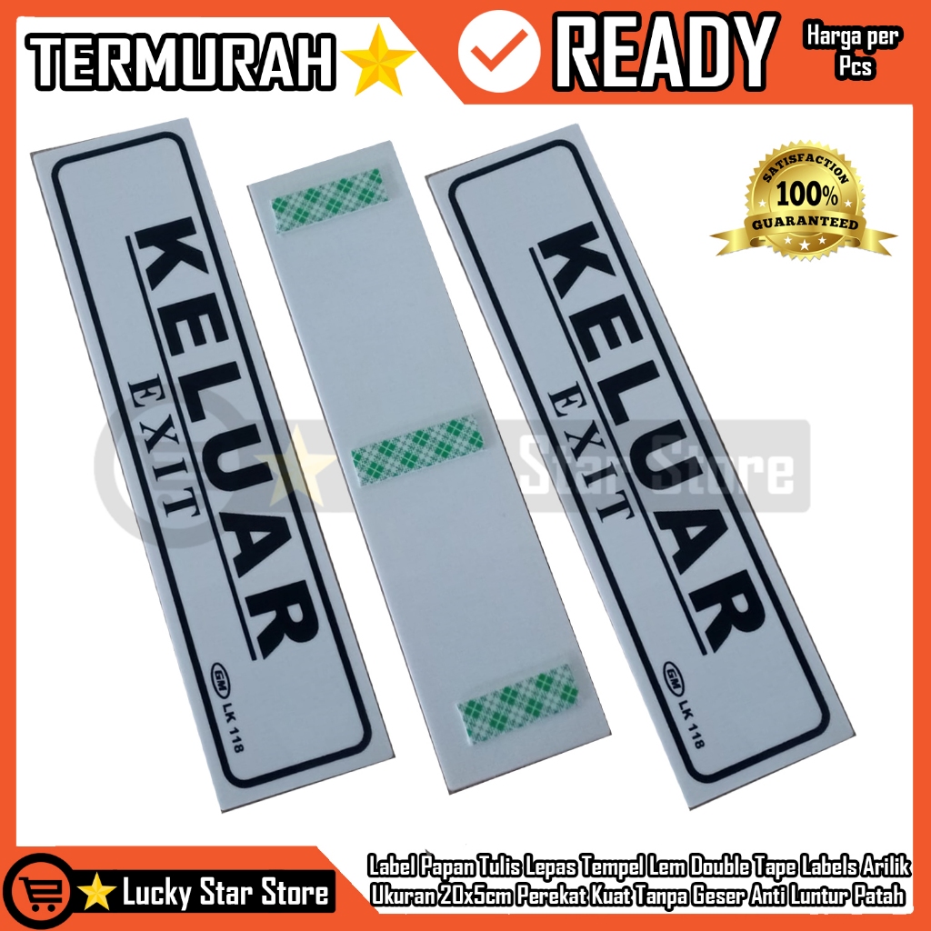 

Stiker Papan Label Papan Tulis Teks Exit Keluar Lepas Tempel Lem Double Tape Labels Sticker Akrilik Pintu Ukuran 20x5cm Perekat Kuat Tanpa Geser Anti Luntur Patah Custom Teks Keluar Petunjuk Pengarah Mengarahkan Arahan Tempat Umum Ruangan Lokasi