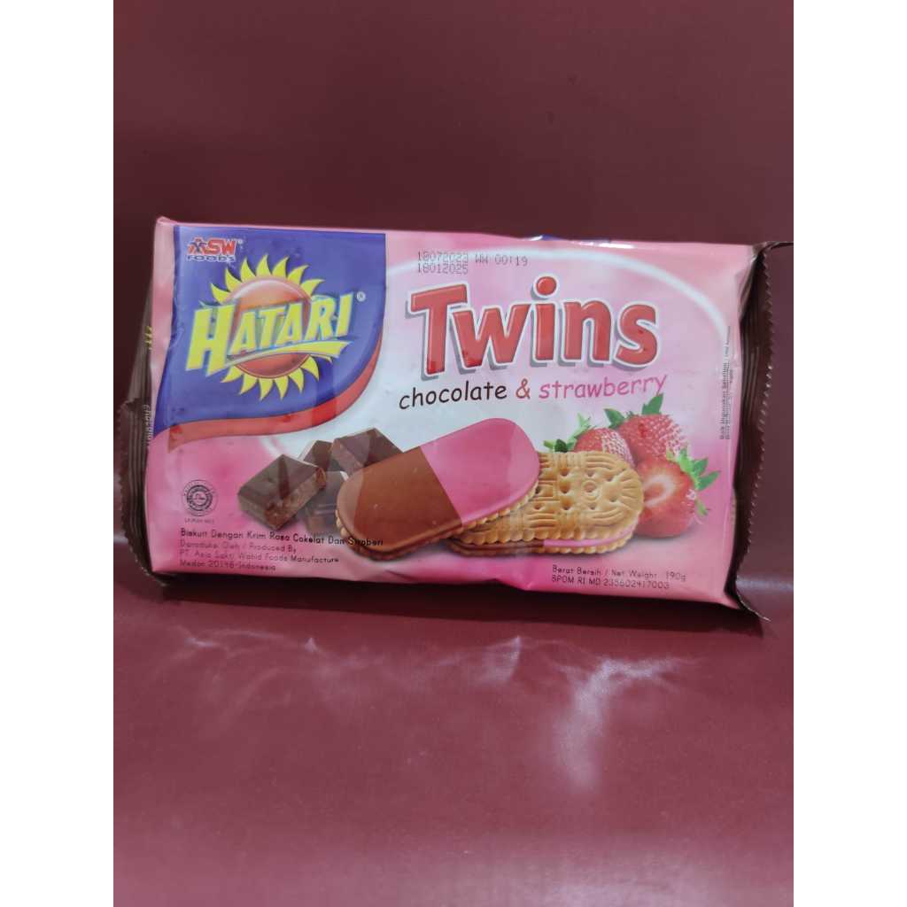 

Hatari Twins Chocolate & Strawberry 210G - Biskuit Kue Roti kering Hatari