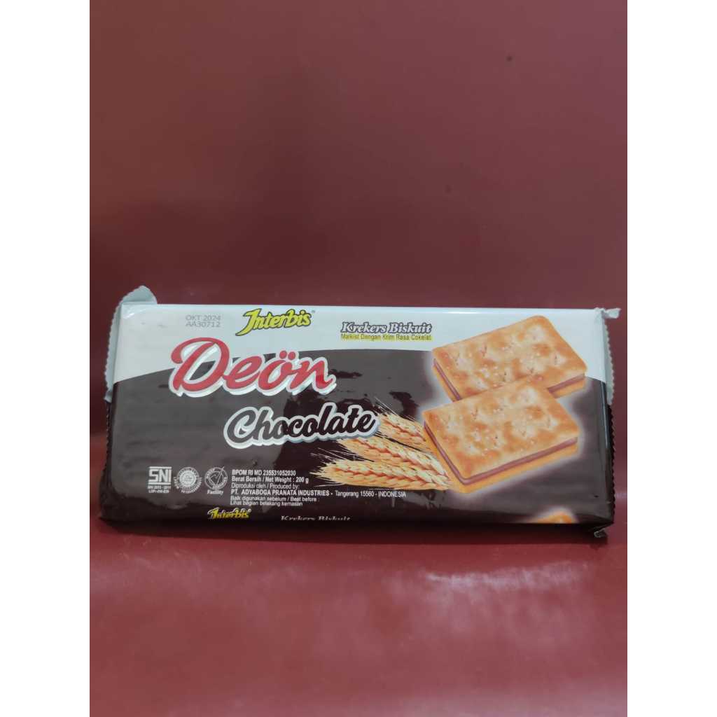 

Interbis Deon Chocolate 200GR - Biskuit Kue Roti Kering Interbis