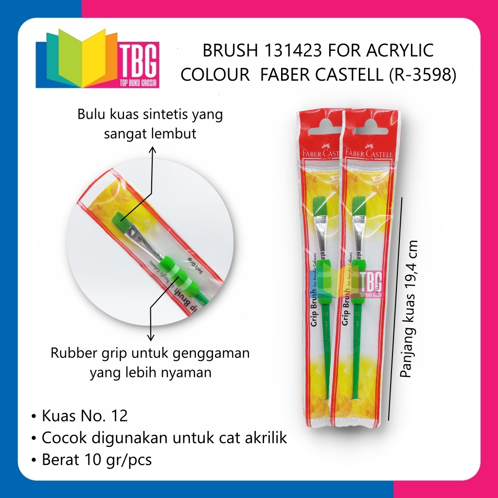 

1 PCS BRUSH 131423 FOR ACRYLIC COLOUR FABER CASTELL KUAS LUKIS FLAT (R-3598)