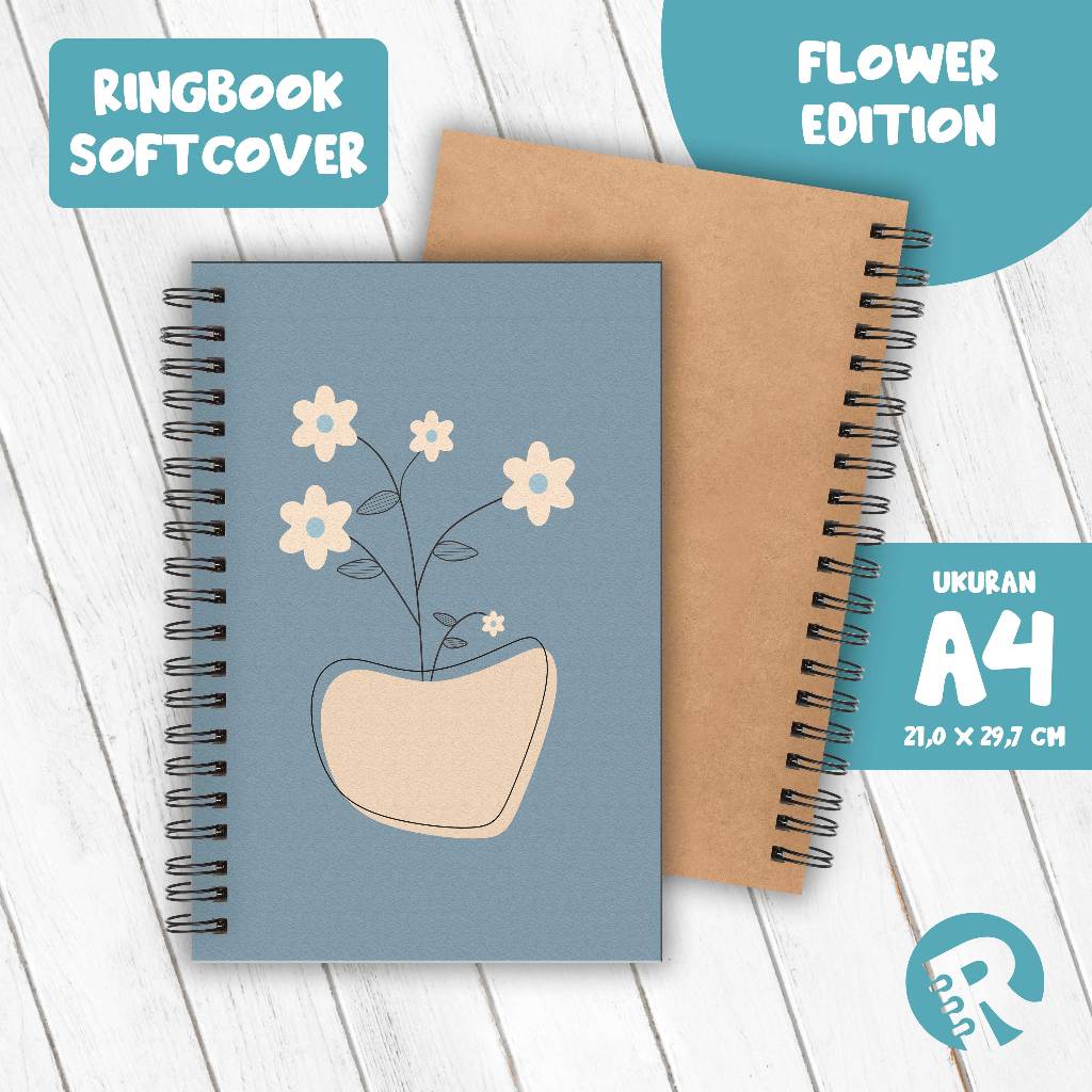 

Ringbook Softcover A4 Buku Catatan Garis/Polos Tema Flower