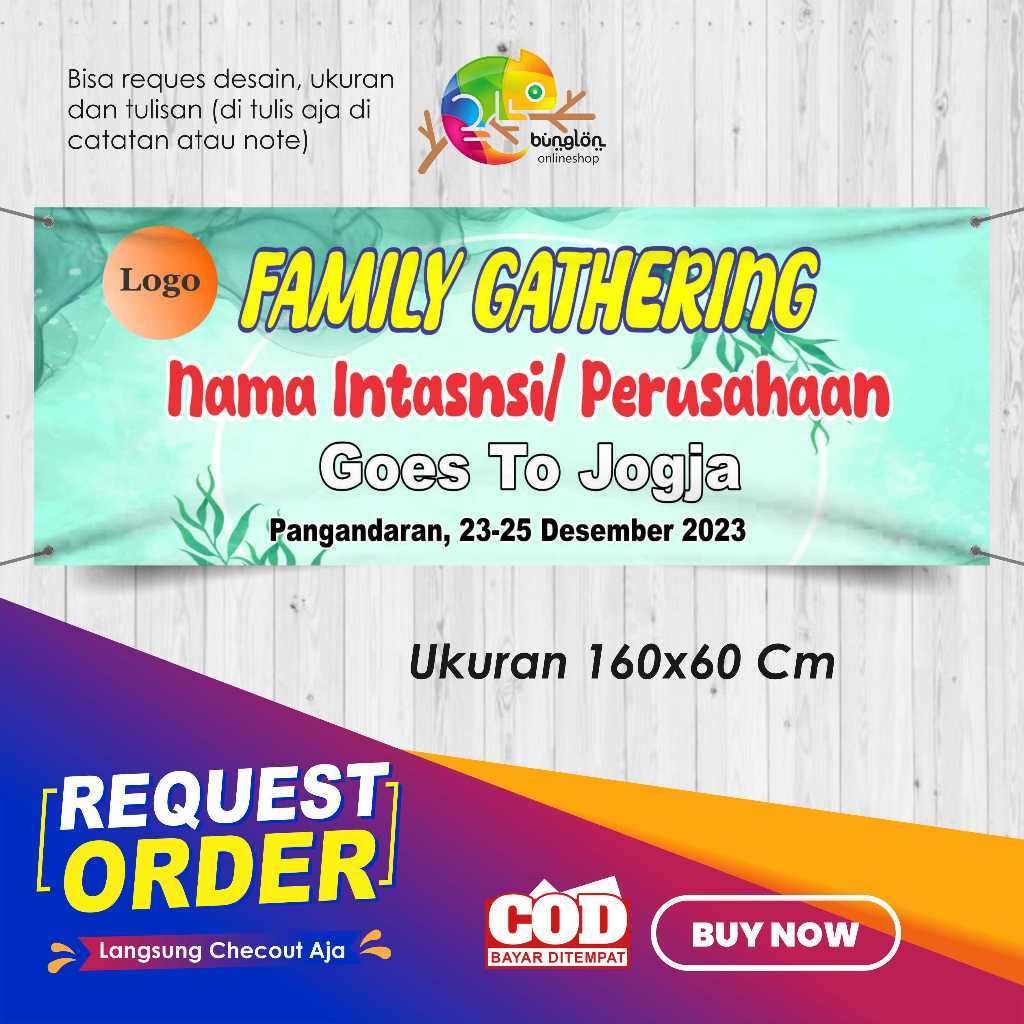 Spanduk Banner 160x60 Family Gathering Akbar Hijau Custom