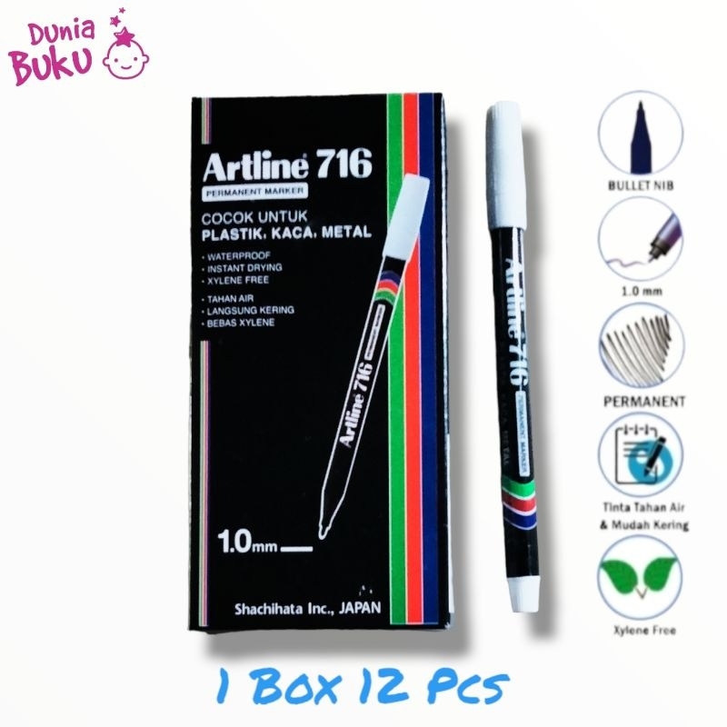 

( 1 Box / 12 Pcs ) Spidol Artline Permanen Marker 716