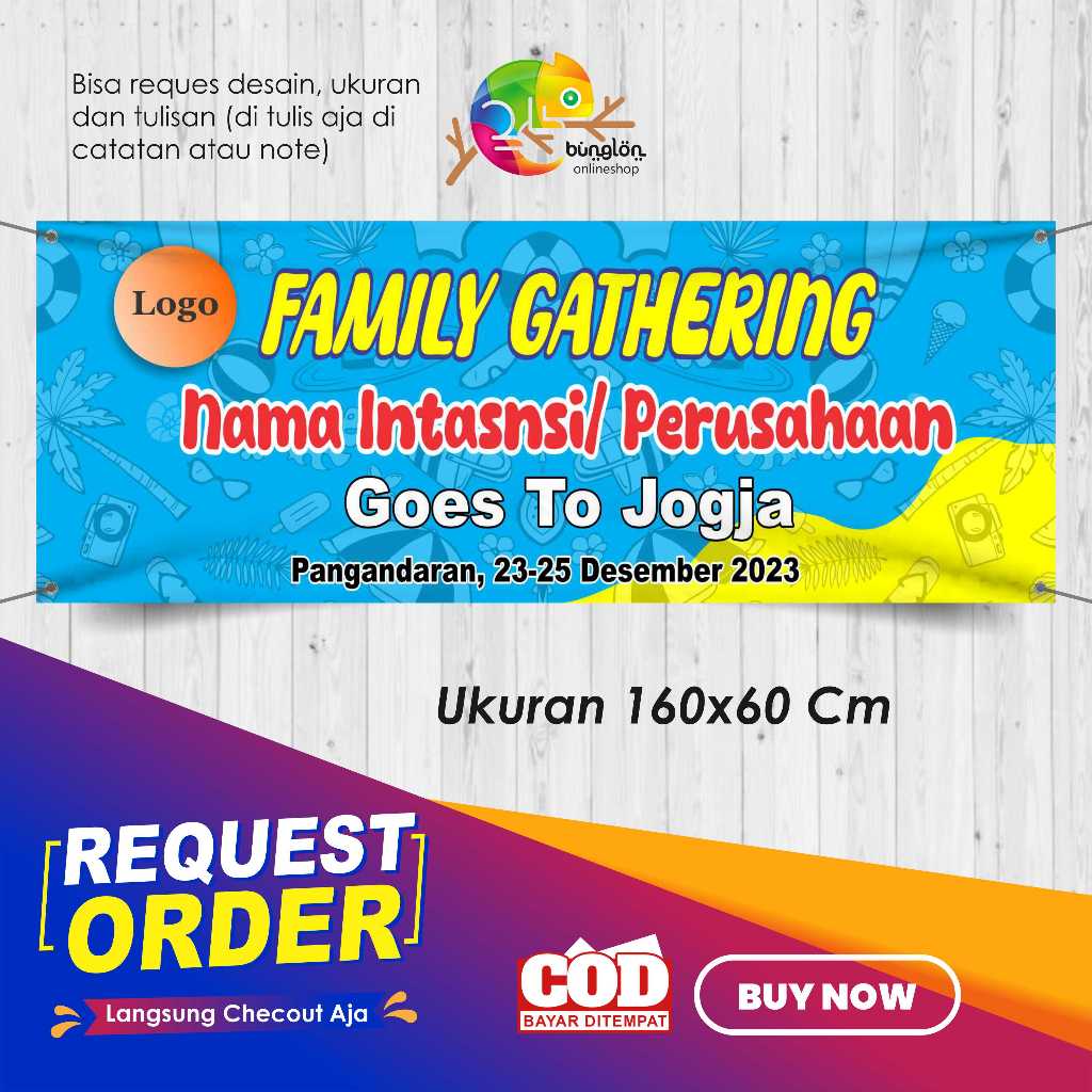 Spanduk Banner 160x60 Family Gathering Pantai Custom