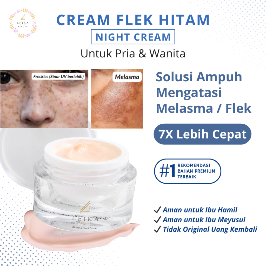 Cream Penghilang Flek Hitam di Wajah - Leika Skincare BPOM Krim Untuk Flek Hitam Obat Flek Hitam