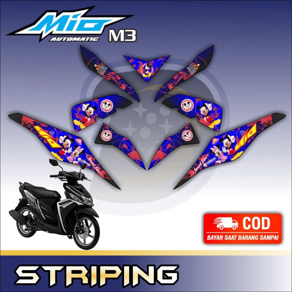Striping Lis Mio M3 Stiker Variasi Motor Mio 125 Striping Motor Mio Z Mickey Mouse