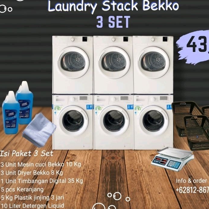 Mesin Cuci Beko 10Kg+Pengering Beko 8Kg