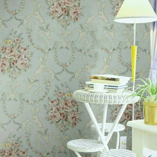 WALLPAPER DINDING MOTIF BUNGA HIJAU