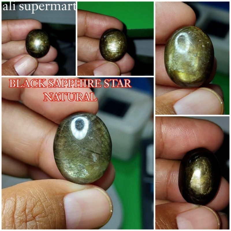 Batu permata black safir star jumbo NATURAL