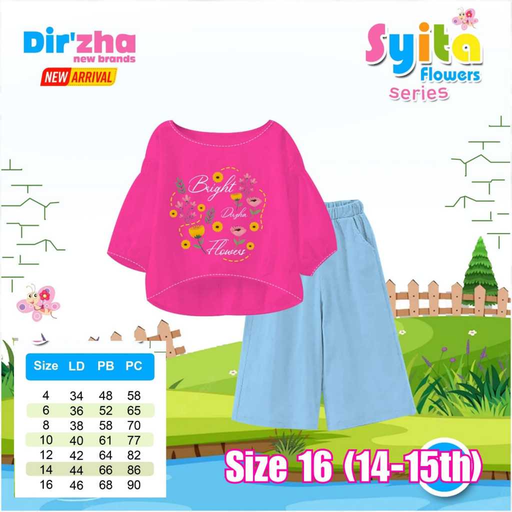 Set Syita Flower Series by Dirzha 14-16th | Set Tunik Kulot Remaja Perempuan | Kulot Oxford Tunik Ka