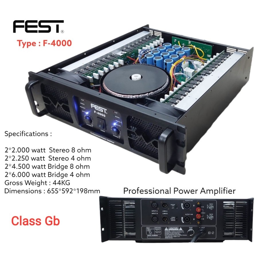 Power amplifier fest f 4000 / f4000 class GB 2x2000 watt