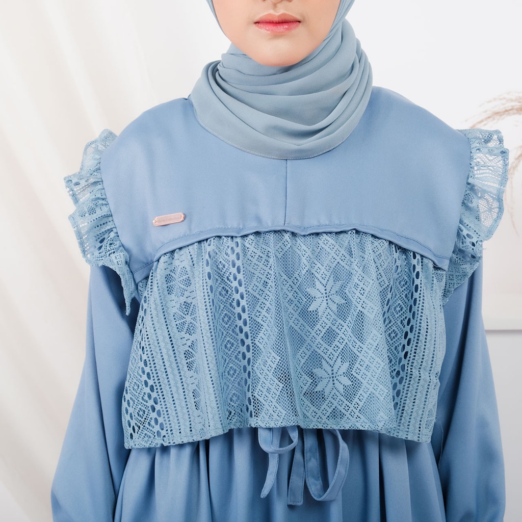 Maria Collection Meysha Dress Gamis Elegan Kondangan Muslim Mewah Shakila Kombinasi Brokat Cantik Wanita Nyaman S fit L Busui-1