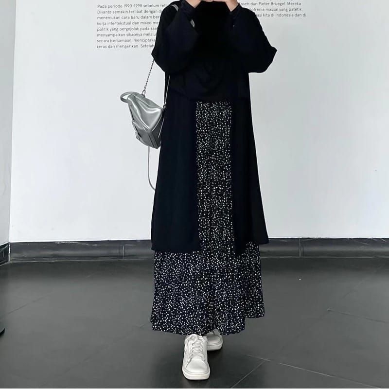 OUTER Tunik Wanita Motif Polos 1 Warna Kusus Hitam