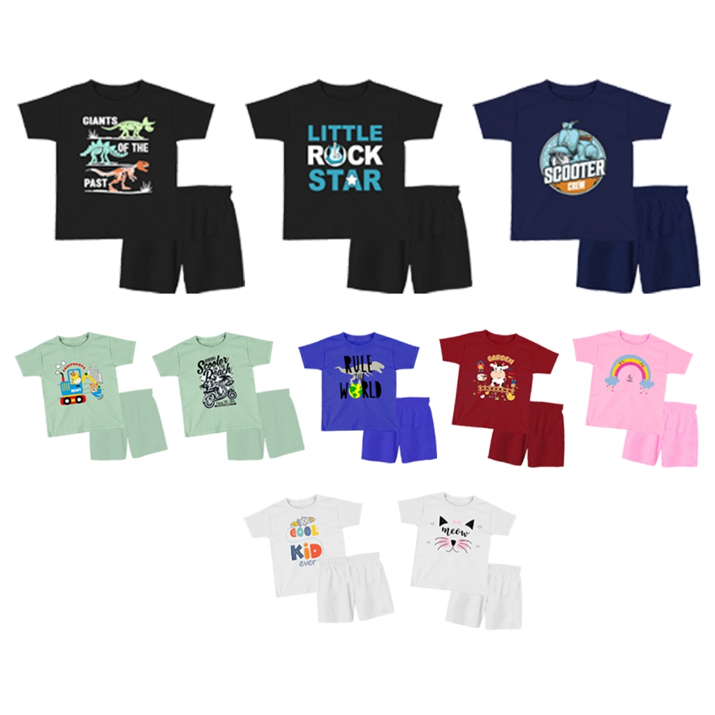 Setelan Anak / Stelan Baju Anak / Setelan Couple Anak Perempuan Laki laki Unisex Katun Combed 24s Di