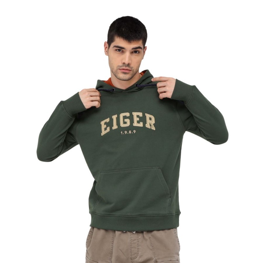 SWEATER EIGER X-FELPATCH HOODIE SWEATER - DARK GREEN