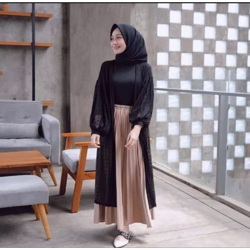Cardigan Wanita | Outer Wanita Kekinian | Cardigan Lengan Balon | Cardigan Brukat