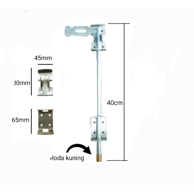 Slot/grendel Bawah Pintu Garasi 40cm| Aksesoris Pintu Pagar Besi