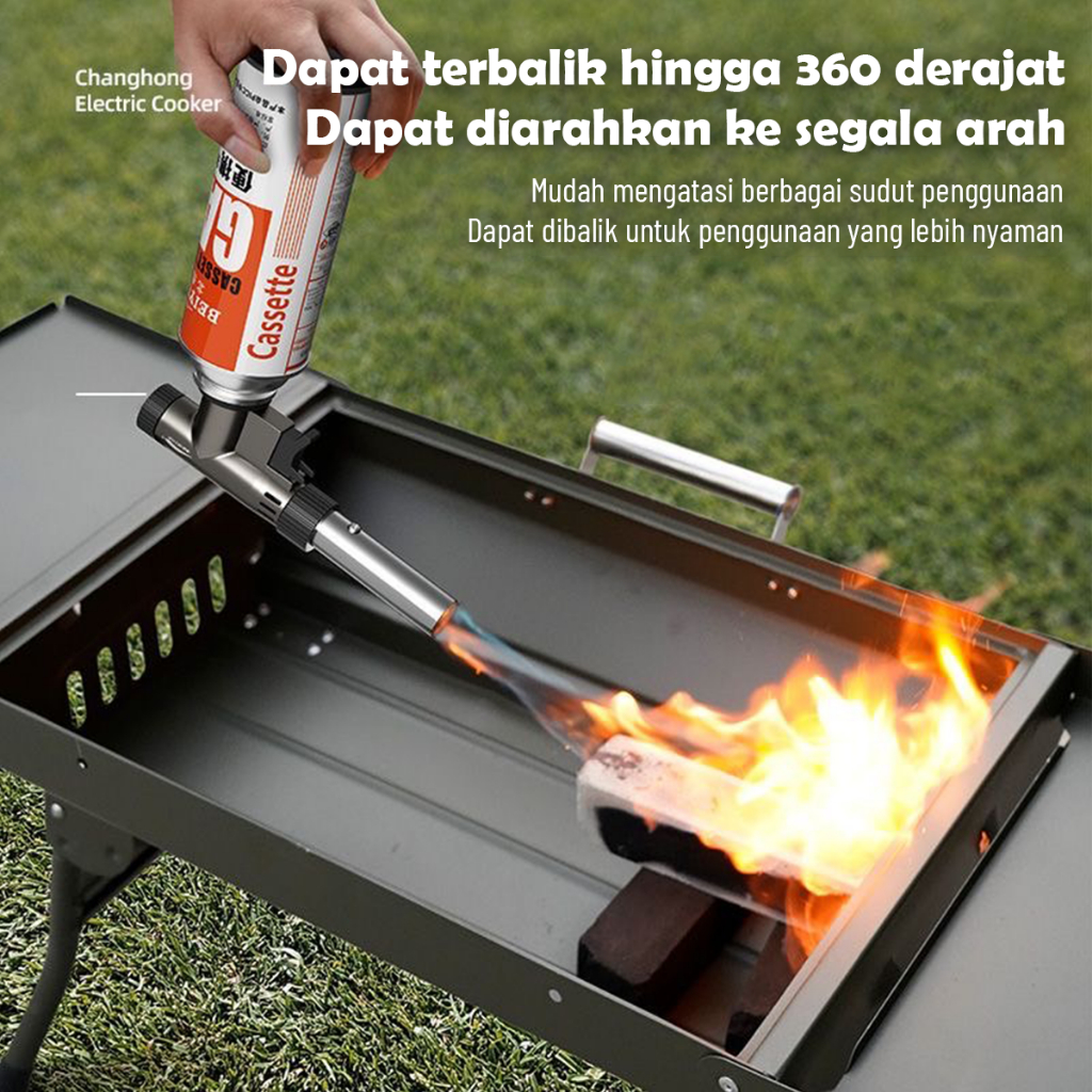 Portable Kepala Gas Torch BBQ Blow Torch Flame Gun Korek Metal Logam