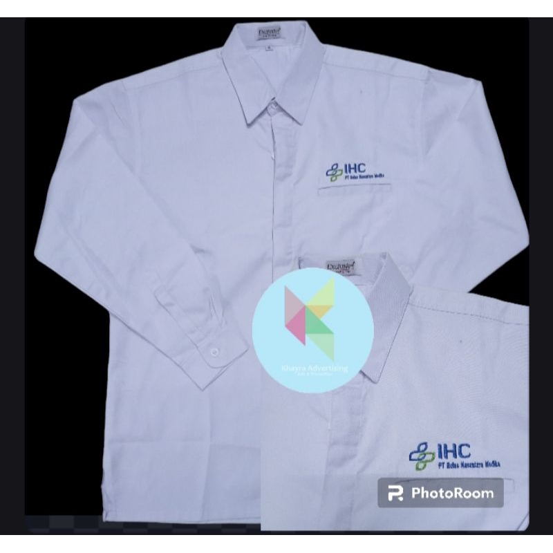 kemeja IHC PT rolas Nusantara Medika seragam ihc PT rolas Nusantara Medika putih lengan panjang
