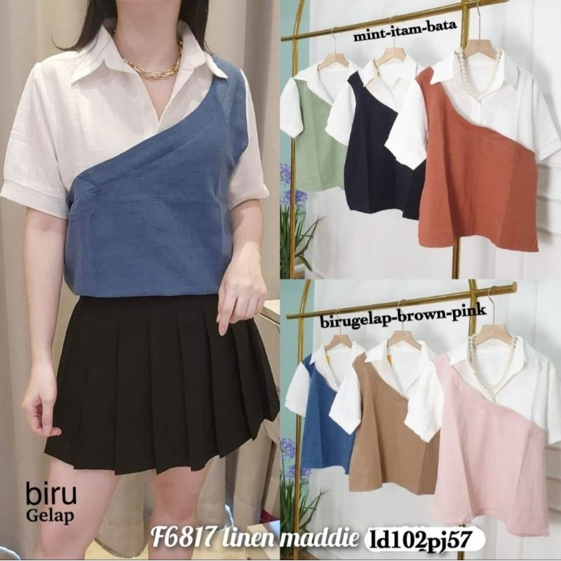 Blouse/blus/atasan wanita linen 6817