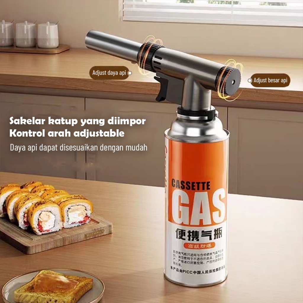 Portable Kepala Gas Torch BBQ Blow Torch Flame Gun Korek Metal Logam