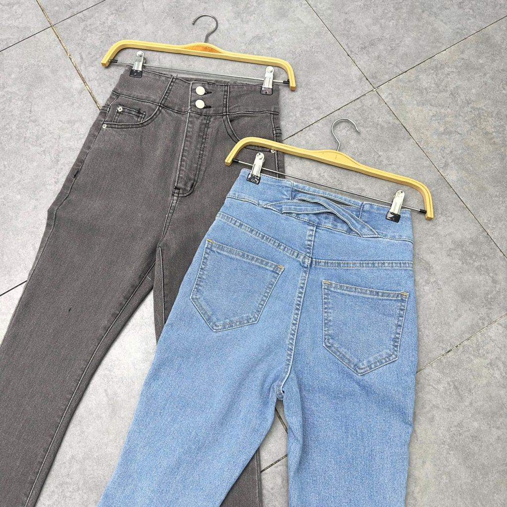 ORE - Pinkam Highwaist Cutbray Jeans Tali silang Belakang