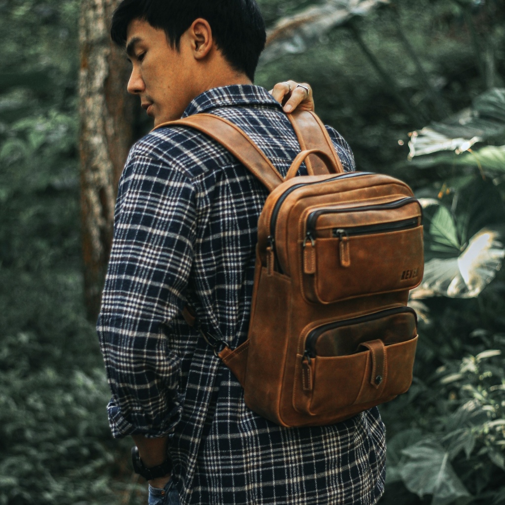 REVEN LEATHER - Tas Punggung Ransel Osiris Backpack Pria Kulit Sapi Asli Tas Bagpack Terbaru Branded