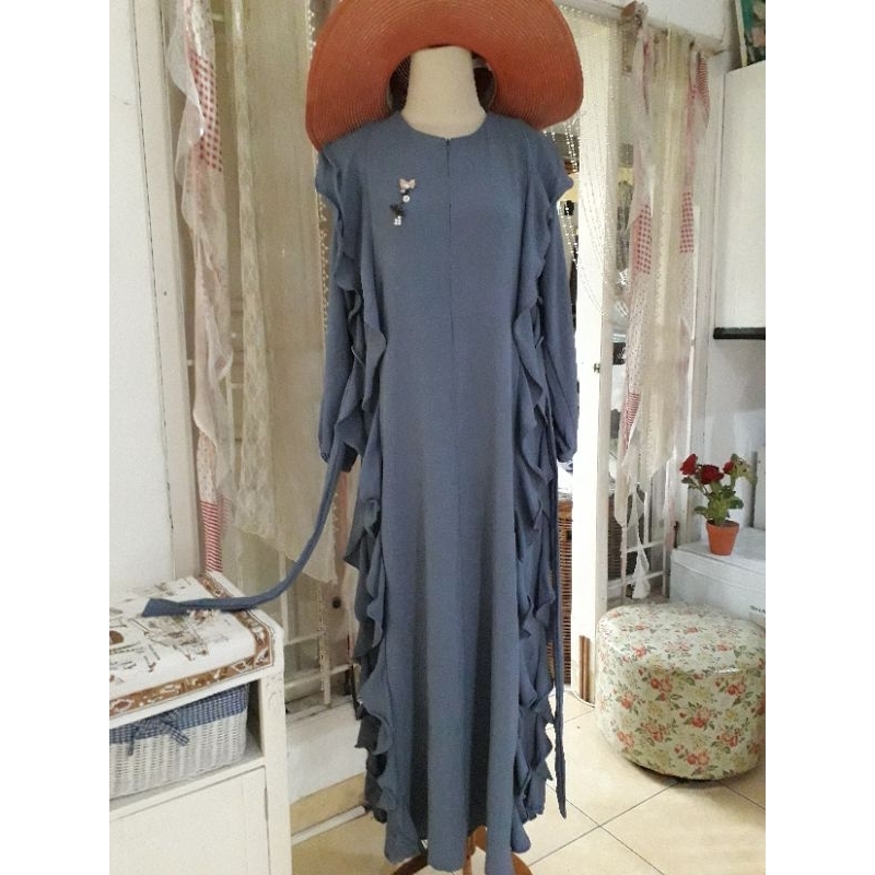 LONGDRESS PESTA GAMIS KRIWIL DENIM LD 110