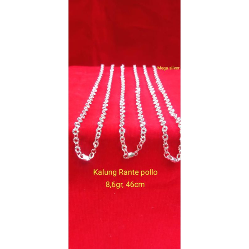 kalung pollo ukir cowok/cewek asli perak 925