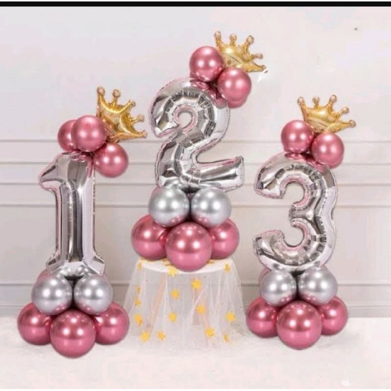 BALON STANDING SILVER 80CM BALON DEKOR BALON CHROME MEDIUM