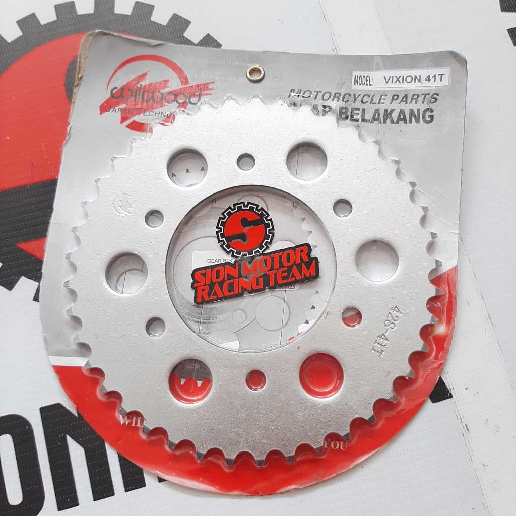 Gear Gir Belakang Yamaha Vixion / NVL / NVA / Byson / R15 / Scorpio / Xabre 428- 41T  Wilwood Chrome