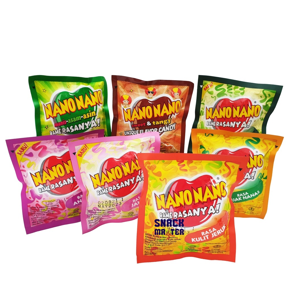 

PERMEN NANO NANO SACHET Isi 5 Varian Terlengkap Butir Permen Rasa Kulit Jeruk Rame Rasanya Dalgona Sirsak Jambu Anggur Asam Jawa Rujak Nanas Belimbing