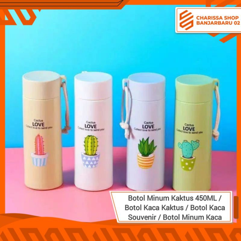 Botol Minum Kaktus 450ML / Botol Kaca Kaktus / Botol Kaca Souvenir / Botol Minum Kaca