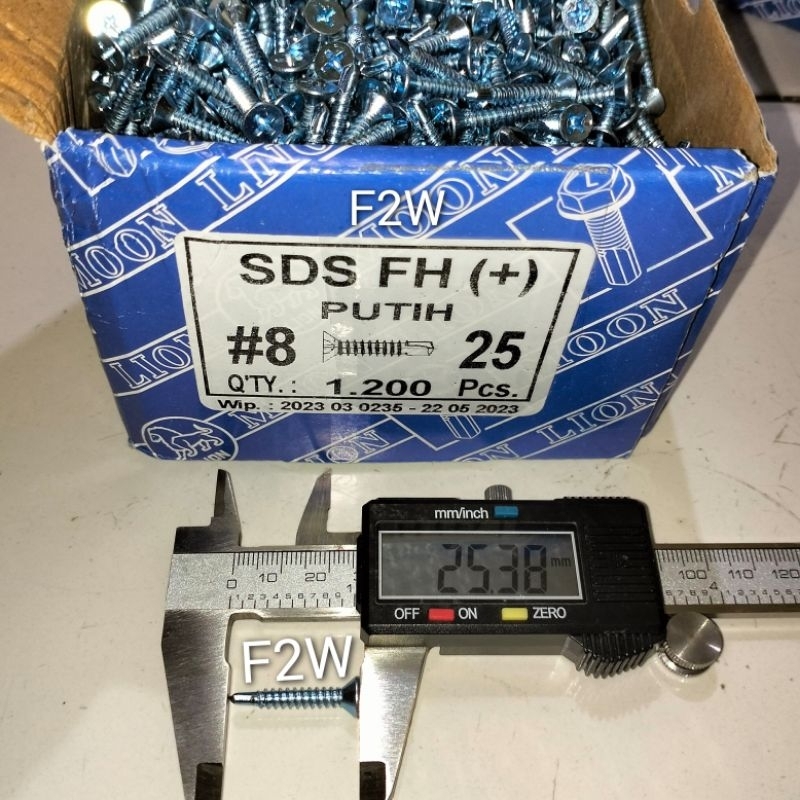 SEKRUP SDS FH (+) 8X25 MOON LION SKRUP ROOFING PUTIH SDS #8X25