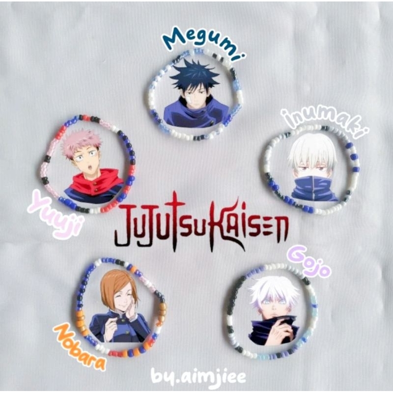 Jujutsu Kaisen Gelang Manik Fanmerch Yuuji Itadori Nobara Kugisaki Gojo Satoru Megumi Fushiguro Toge